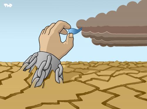Cartoon: Drought (medium) by Tjeerd Royaards tagged drought,water,climate,environment,change,fresh,supply,umwelt,natur,globale erwärmung,klimawandel,klima,wasser,wüste,trockenheit,landwirtschaft,globale,erwärmung
