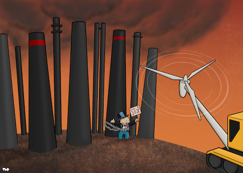 Cartoon: Energy Transition (medium) by Tjeerd Royaards tagged energy,sun,wind,oil,sustainable,sustainability,nature,environment,economy,energy,sun,wind,oil,sustainable,sustainability,nature,environment,economy