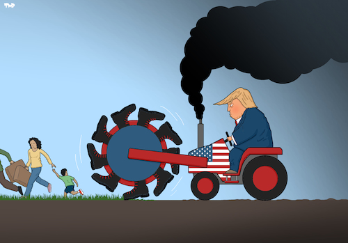 Cartoon: Farmer Trump (medium) by Tjeerd Royaards tagged trump,border,muslim,ban,mexico,deportation,immigrants,illegal,trump,border,muslim,ban,mexico,deportation,immigrants,illegal
