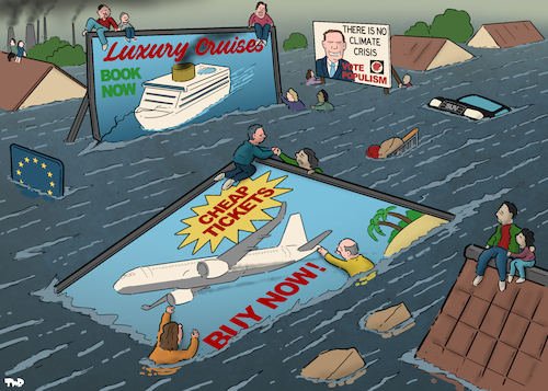 Cartoon: Floods in Europe (medium) by Tjeerd Royaards tagged europe,floods,climate,lifestyle,europe,floods,climate,lifestyle