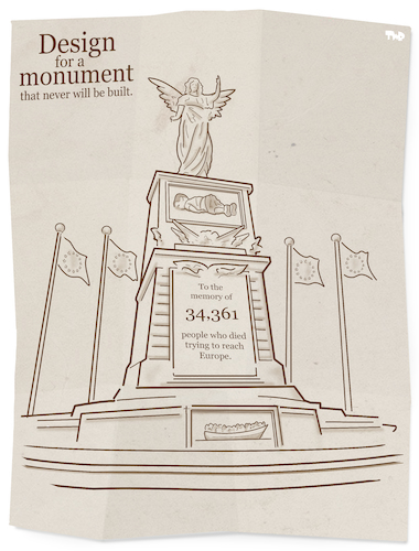 Cartoon: Migrant Monument (medium) by Tjeerd Royaards tagged migration,refugees,mediterranean,sea,droning,victims,europe,eu,migration,refugees,mediterranean,sea,droning,victims,europe,eu
