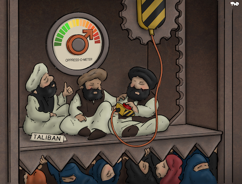 Cartoon: Oppress-O-Meter (medium) by Tjeerd Royaards tagged taliban,afghanistan,women,oppression,taliban,afghanistan,women,oppression