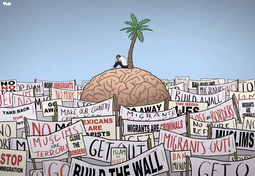 Cartoon: Populism (medium) by Tjeerd Royaards tagged populism,wall,borders,refugees,migrants,immigration,populism,wall,borders,refugees,migrants,immigration