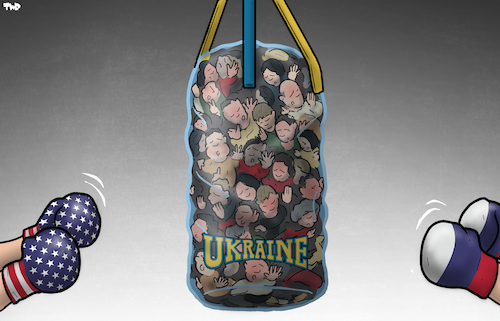 Cartoon: Punching bag (medium) by Tjeerd Royaards tagged ukraine,russia,usa,biden,putin,ukraine,russia,usa,biden,putin