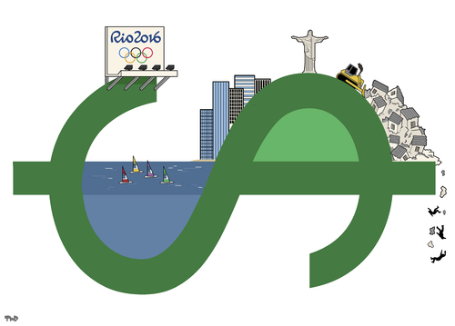 Cartoon: Rio2016 (medium) by Tjeerd Royaards tagged olympics,sports,rio,brazil,money,dolllar,favelas,rich,poor,olympics,sports,rio,brazil,money,dolllar,favelas,rich,poor