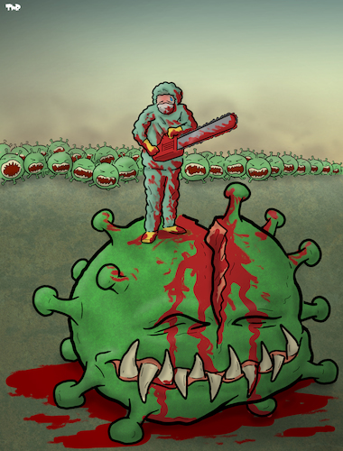 Cartoon: Second wave (medium) by Tjeerd Royaards tagged corona,coronavirus,virus,pandemic,second,wave,corona,coronavirus,virus,pandemic,second,wave