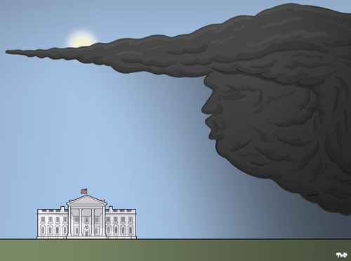 Cartoon: Shadow over the White House (medium) by Tjeerd Royaards tagged trump,cloud,storm,primaries,elections,usa,white,house,shadow,trump,cloud,storm,primaries,elections,usa,white,house,shadow