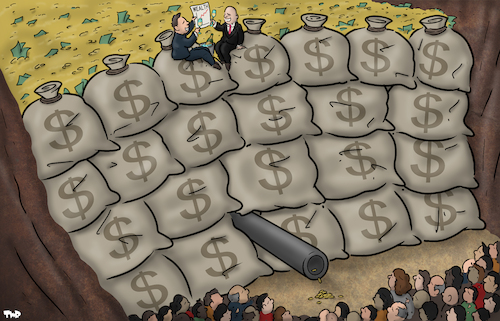 Cartoon: Wealth increase (medium) by Tjeerd Royaards tagged rich,poor,poverty,wealth,inequality,rich,poor,poverty,wealth,inequality