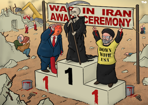 Cartoon: Winners (medium) by Tjeerd Royaards tagged mojtaba,khamenei,trump,iran,grim,reaper,winners,war,ceasefire,mojtaba,khamenei,trump,iran,grim,reaper,winners,war,ceasefire