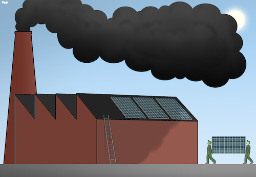 Cartoon: World Environment Day (medium) by Tjeerd Royaards tagged nature,pollution,ecology,solar,power,energy,smoke,smog,sustainable,nature,pollution,ecology,solar,power,energy,smoke,smog,sustainable