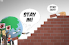 Cartoon: A Wall Works Both Ways (small) by Tjeerd Royaards tagged trump wall border protests usa ban bricks president world