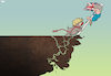 Cartoon: Boris and Theresa (small) by Tjeerd Royaards tagged uk,brexit,britain,cliff,fall