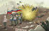 Cartoon: Victory parade in Bakhmut (small) by Tjeerd Royaards tagged bakhmut,ukraine,russia,putin,victory,victims,defeat,loss,wagner