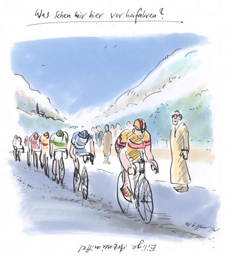 Cartoon: 99.017.Eilige Arzneimittel (medium) by woessner tagged doping,radsport,tour,de,france,pharmazie,medizin,eilige,arzneimittel,tour de france,radsport,fahrrad,radler,sportler,doping,pharmazie,medizin,arzneimittel,leistung,missbrauch,illegal,radrennen,fahrradrennen,etappe,trikot,dopingskandal,blutprobe,urinprobe,dopingtest,testosteron,antidopingkontrolle,dopingliste,amphetamine,anabolika,cortison,epo,wachstumshormone,blutdoping,eigenblutdoping,hämatokritwert,festina,fuentes,tour,de,france