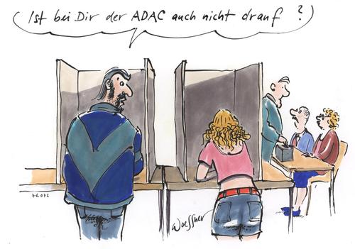 Cartoon: ADAC (medium) by woessner tagged adac,auf,stimmzettel,wahlen,partei,autowahn,verkehr,kfz,politik