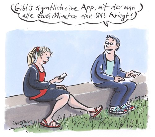 Cartoon: App (medium) by woessner tagged app,für,sms,application,smartphone,iphone,handy,internet,soziale,medien,facebook,twitter,kontakte,prestige,follower,friends,isolation,digitalisierung,app,für,sms,application,smartphone,iphone,handy,internet,soziale,medien,facebook,twitter,kontakte,prestige,follower,friends,isolation,digitalisierung