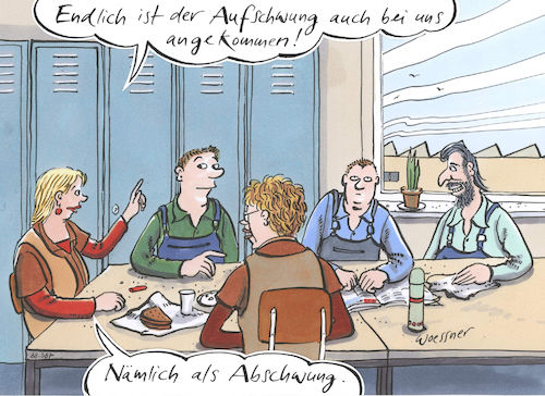 Cartoon: Aufschwung (medium) by woessner tagged freimut,woessner,karikaturen,cartoons,sozialer,ausgleich,soziale,frage,arbeitnehmerrechte,arbeitsplatz,betriebsrat,interessenvertretung,arbeitskampf,arbeitspause,ruheraum,pausenraum,spind,aufschwung,abschwung,konjunktur,gerechtigkeit,arbeitnehmerinnen,arbeitnehmer,angestellte,betrieb,firma,gewerkschaft,lohn,lohngerechtigkeit,bezahlung,ausbeutung,gewinnmaximierung,freimut,woessner,karikaturen,cartoons,sozialer,ausgleich,soziale,frage,arbeitnehmerrechte,arbeitsplatz,betriebsrat,interessenvertretung,arbeitskampf,arbeitspause,ruheraum,pausenraum,spind,aufschwung,abschwung,konjunktur,gerechtigkeit,arbeitnehmerinnen,arbeitnehmer,angestellte,betrieb,firma,gewerkschaft,lohn,lohngerechtigkeit,bezahlung,ausbeutung,gewinnmaximierung