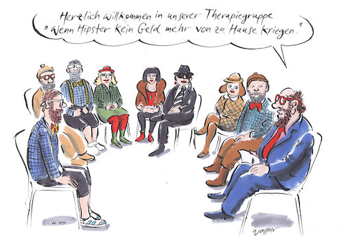 Cartoon: Hipster Therapiegruppe (medium) by woessner tagged freimut,woessner,cartoons,karikaturen,gruppensitzung,gruppentherapie,psychotherapeut,psychoanalytiker,stuhlkreis,selbsthilfegruppe,lebenskünstler,schnorrer,schmarotzer,selbstverwirklichung,egoismus,hipster,therapie,geld,von,zu,hause,verwöhnt,verwöhnung,hedonismus,dolce,far,niente,boheme,süßes,nichtstun,rauhe,wirklichkeit,arbeitsleben,notwendigkeit,psychologie,therapeut,freimut,woessner,cartoons,karikaturen,gruppensitzung,gruppentherapie,psychotherapeut,psychoanalytiker,stuhlkreis,selbsthilfegruppe,lebenskünstler,schnorrer,schmarotzer,selbstverwirklichung,egoismus,hipster,therapie,geld,von,zu,hause,verwöhnt,verwöhnung,hedonismus,dolce,far,niente,boheme,süßes,nichtstun,rauhe,wirklichkeit,arbeitsleben,notwendigkeit,psychologie,therapeut