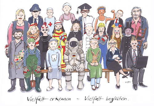 Cartoon: kindliche Vielfalt (medium) by woessner tagged woessner,karikaturen,cartoons,individuell,individualität,individuum,unterschiede,vorschule,erziehung,unterricht,chancengleichheit,sozialer,hintergrund,homo,faber,träume,traum,beruf,vielfalt,erkennen,begleiten,grundschule,begabungen,fähigkeiten,interessen,verschiedenheit,förderung,pädagogik,frühe,weichenstellung,schulsystem,kind,kindlich,pädagogische,begleitung,fördern,gärtnerin,tierärztin,tierarzt,astronaut,zahnärztin,zahnarzt,sekretärin,bussinessfrau,geschäftsfrau,lehrerin,polizist,krankenpfleger,metzger,fleischer,doktor,akademischer,grad,sportler,doktorand,jurist,lehrer,künstler,schlangentänzerin,punk,feuerwehr,pfarrerin,bäcker,bauarbeiterin,kaminfegerin,sirene,woessner,karikaturen,cartoons,individuell,individualität,individuum,unterschiede,vorschule,erziehung,unterricht,chancengleichheit,sozialer,hintergrund,homo,faber,träume,traum,beruf,vielfalt,erkennen,begleiten,grundschule,begabungen,fähigkeiten,interessen,verschiedenheit,förderung,pädagogik,frühe,weichenstellung,schulsystem,kind,kindlich,pädagogische,begleitung,fördern,gärtnerin,tierärztin,tierarzt,astronaut,zahnärztin,zahnarzt,sekretärin,bussinessfrau,geschäftsfrau,lehrerin,polizist,krankenpfleger,metzger,fleischer,doktor,akademischer,grad,sportler,doktorand,jurist,lehrer,künstler,schlangentänzerin,punk,feuerwehr,pfarrerin,bäcker,bauarbeiterin,kaminfegerin,sirene