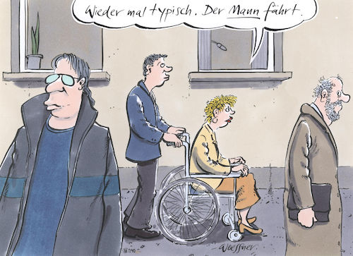 Cartoon: Mann fährt (medium) by woessner tagged freimut,woessner,karikaturen,cartoons,erziehung,rollenverhalten,gleichberechtigung,stereotypen,stereotyp,vorurteil,geschlechtsspezifisch,mann,fährt,emanzipation,gender,geschlechterrolle,rollstuhl,handicap,behinderung,behindert,geschlechtstypisch,weiblich,männlich,frau,rolli,freimut,woessner,karikaturen,cartoons,erziehung,rollenverhalten,gleichberechtigung,stereotypen,stereotyp,vorurteil,geschlechtsspezifisch,mann,fährt,emanzipation,gender,geschlechterrolle,rollstuhl,handicap,behinderung,behindert,geschlechtstypisch,weiblich,männlich,frau,rolli