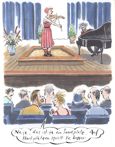 Cartoon: Sandplatz Konzert (medium) by woessner tagged woessner,karikaturen,cartoons,auditorium,fachleute,konzerthalle,konzertbesucher,musik,violinkonzert,zuhörerinnen,spezialisten,fachpublikum,sandplatz,konzert,tennis,tennissprache,hartplatz,redewendung,geigenspielerin,violinistin,zuschauer,sportplatz,tennisplatz,rasenplatz,musikveranstaltung,violine,geige,piano,klavier,konzertsaal,woessner,karikaturen,cartoons,auditorium,fachleute,konzerthalle,konzertbesucher,musik,violinkonzert,zuhörerinnen,spezialisten,fachpublikum,sandplatz,konzert,tennis,tennissprache,hartplatz,redewendung,geigenspielerin,violinistin,zuschauer,sportplatz,tennisplatz,rasenplatz,musikveranstaltung,violine,geige,piano,klavier,konzertsaal