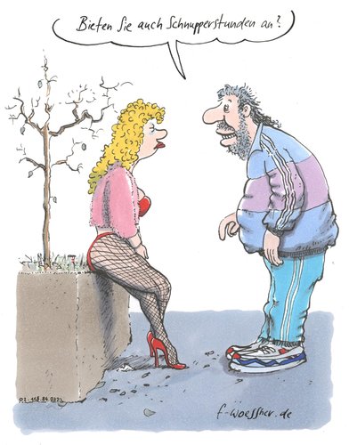 Cartoon: Schnupperstunden (medium) by woessner tagged schnupperstunden,prostitution,hure,nutte,strassenstrich,freier,proll,assi,verwahrlosung,geruch,sauberkeit,körperpflege,schnupperstunden,prostitution,hure,nutte,strassenstrich,freier,proll,assi,verwahrlosung,geruch,sauberkeit,körperpflege