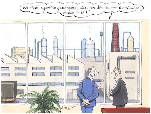 Cartoon: sechzig Minuten (medium) by woessner tagged woessner,karikaturen,cartoons,arbeiter,angestellte,gewerkschaft,arbeitsbedingungen,betriebsrat,arbeitsplatz,zeitmanagement,arbeiten,produzieren,zeiterfassung,arbeitsrecht,sechzig,minuten,stunde,arbeitgeber,arbeitszeit,wirtschaft,zeit,zeitfaktor,geld,lohn,einkommen,gehalt,ausbeutung,effektivität,produktivität,produtivkräfte,arbeitnehmer,woessner,karikaturen,cartoons,arbeiter,angestellte,gewerkschaft,arbeitsbedingungen,betriebsrat,arbeitsplatz,zeitmanagement,arbeiten,produzieren,zeiterfassung,arbeitsrecht,sechzig,minuten,stunde,arbeitgeber,arbeitszeit,wirtschaft,zeit,zeitfaktor,geld,lohn,einkommen,gehalt,ausbeutung,effektivität,produktivität,produtivkräfte,arbeitnehmer