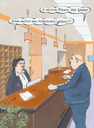 Cartoon: Wanzen (medium) by woessner tagged cartoon,karikaturen,woessner,hotelzimmer,sauberkeit,hygiene,sauberkeitswahn,hygienefimmel,putzwahn,putzfrau,empfangsdame,ferienunterkunft,hotelanlage,massentourismus,nachhaltigkeit,wanzen,im,hotel,insektenhotel,ungeziefer,befall,empfang,umwelt,artenvielfalt,biodiversität,urlaub,pension,unterkunft,artenschutz,insekten,insektizide,pflanzenschutz,unkrautvernichtungsmittel,glyphosat,cartoon,karikaturen,woessner,hotelzimmer,sauberkeit,hygiene,sauberkeitswahn,hygienefimmel,putzwahn,putzfrau,empfangsdame,ferienunterkunft,hotelanlage,massentourismus,nachhaltigkeit,wanzen,im,hotel,insektenhotel,ungeziefer,befall,empfang,umwelt,artenvielfalt,biodiversität,urlaub,pension,unterkunft,artenschutz,insekten,insektizide,pflanzenschutz,unkrautvernichtungsmittel,glyphosat