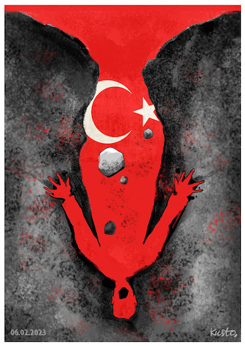 Cartoon: Earthquake in Türkiye (medium) by kusto tagged earthquake,türkiye,disaster,earthquake,türkiye,disaster