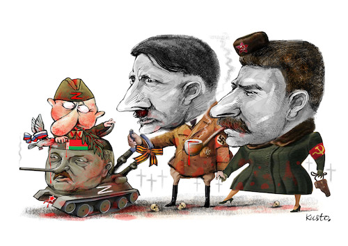 Cartoon: Family (medium) by kusto tagged hitler,stalin,putin,lukashenko,war,hitler,stalin,putin,lukashenko,war