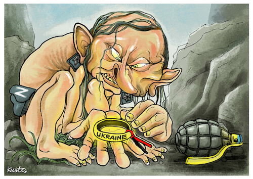 Cartoon: Vladimir Gollum (medium) by kusto tagged putin,gollum,ukraine,war,putin,gollum,ukraine,war
