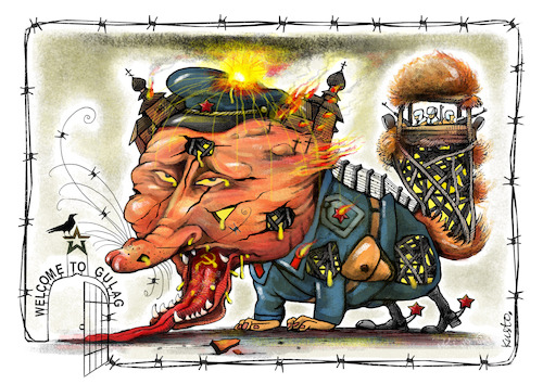 Cartoon: Welcome to GULAG (medium) by kusto tagged gulag,dictatorship,putin,gulag,dictatorship,putin