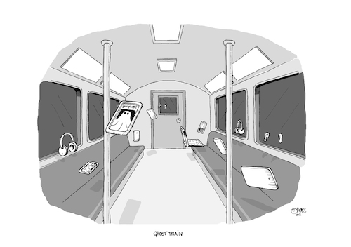 Cartoon: Ghost Train - Geisterbahn (medium) by MosesCartoons tagged medienkonsum,mediensucht,gesellschaft,kommunikation