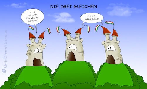 Cartoon: Die drei Gleichen (medium) by a-b-c tagged a4,berg,burg,dreigleichen,gleich,grafen,kugelblitz,mittelalter,mühlburg,regional,reise,ruine,sage,thüringen,tour,tourismus,trio,urlaub,wachsenburg,wandern,a4,berg,burg,dreigleichen,gleich,grafen,kugelblitz,mittelalter,mühlburg,regional,reise,ruine,sage,thüringen,tour,tourismus,trio,urlaub,wachsenburg,wandern