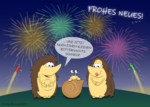 Cartoon: Frohes Neues! (medium) by a-b-c tagged abc,neujahr,silvester,bleigießen,2024,feuerwerk,guten,rutsch,jahresende,mitternacht,igel,schnecke,snack,vorsätze,hunger,angst,wünsche,jahresrückblick,anstoßen,dezember,januar,abc,neujahr,silvester,bleigießen,2024,feuerwerk,guten,rutsch,jahresende,mitternacht,igel,schnecke,snack,vorsätze,hunger,angst,wünsche,jahresrückblick,anstoßen,dezember,januar