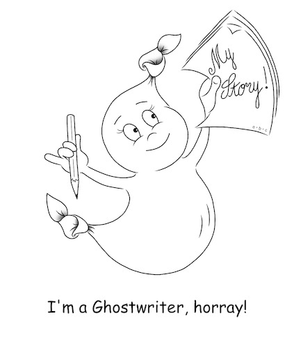 Cartoon: Ghostwriter (medium) by a-b-c tagged ghost,ghostly,paranormal,abc,pun,ghostwriter,writer,book,books,biography,publisher,journalist,editor,ghost,ghostly,paranormal,abc,pun,ghostwriter,writer,book,books,biography,publisher,journalist,editor