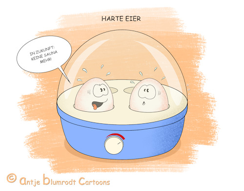 Cartoon: Harte Eier (medium) by a-b-c tagged ei,eier,hitze,eierkocher,sauna,hart,ei,eier,hitze,eierkocher,sauna,hart