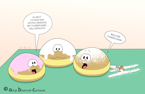 Cartoon: Verdacht (medium) by a-b-c tagged berliner,bäcker,crack,droge,gebäck,heroin,kokain,koks,konsum,krapfen,kreppel,kriminalität,polizei,puderzucker,pulver,rauchen,speed,staub,trip,berliner,bäcker,crack,droge,gebäck,heroin,kokain,koks,konsum,krapfen,kreppel,kriminalität,polizei,puderzucker,pulver,rauchen,speed,staub,trip