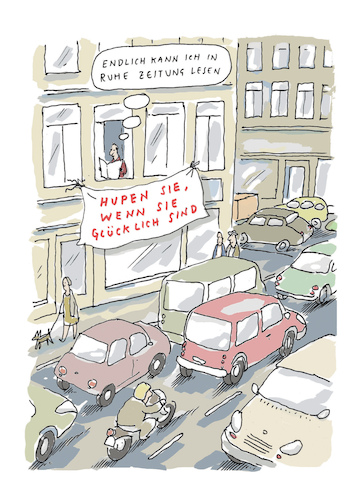 Cartoon: Ruhe (medium) by Til Mette tagged ruhe,verkehr,zeitung,lesen