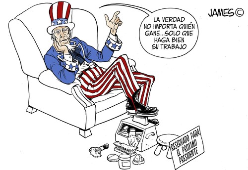 Cartoon: El Jefe de jefes (medium) by JAMEScartoons tagged tio,sam,elecciones,votaciones,politicos,candidatos,partidos,james,cartonista,jaime,mercado