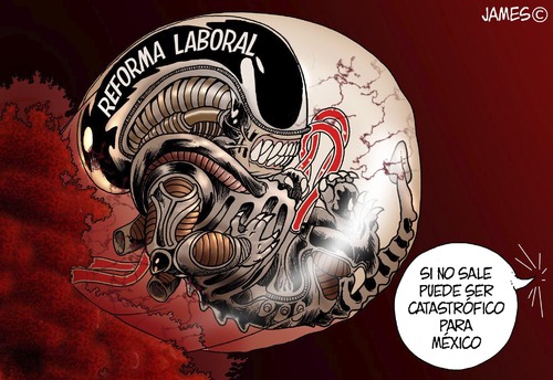 Cartoon: la criatura (medium) by JAMEScartoons tagged aborto,aliens,embarazada,monstruo