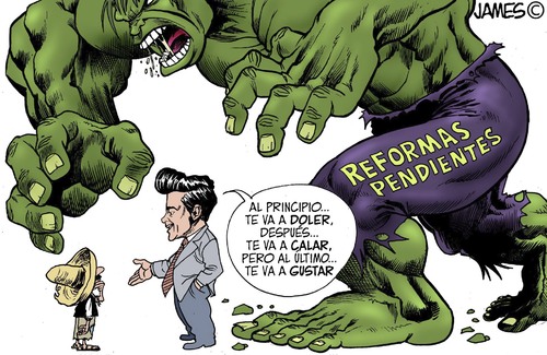 Cartoon: La Transformacion (medium) by JAMEScartoons tagged reformas,mexico,epn,transformacion,monstruo,criatura,gobierno,pri,impuestos,james,cartonista,jaime,mercado