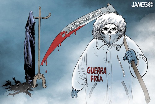 Cartoon: Moda retro (medium) by JAMEScartoons tagged guerra,rusia,invasion,muerte,ucrania,jamescartoons