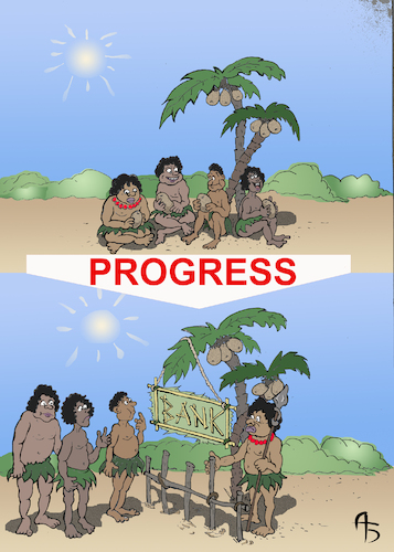Cartoon: Fortschritt (medium) by Back tagged fortschritt,reichtum,rich,progress,armut,gleichwertigkeit,cartoon,ungleichheit,unternehmen