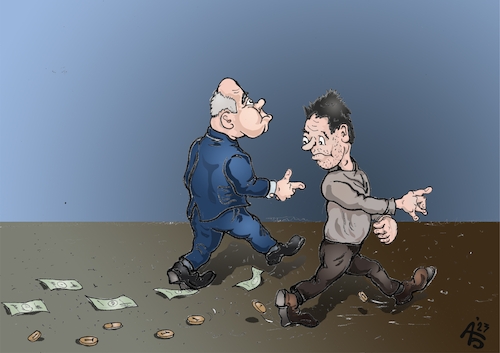 Cartoon: Fußabdrücke (medium) by Back tagged geld,preis,einrückung,einsendung,eintritt,eingang,einkommen