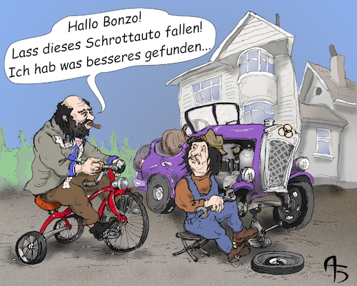 Cartoon: Geschenk für Bonzo (medium) by Back tagged bonzo,ledzeppelin,johnbonham,petergrant