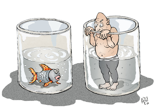 Cartoon: Halb voll oder halb leer? (medium) by Back tagged ausblick,leben,cartoon,meinung,pessimismus,optimismus,situation,halb