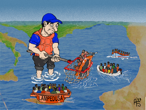 Cartoon: Lampedusa (medium) by Back tagged italien,lampedusa,krise,migranten,afrika,europa,eu