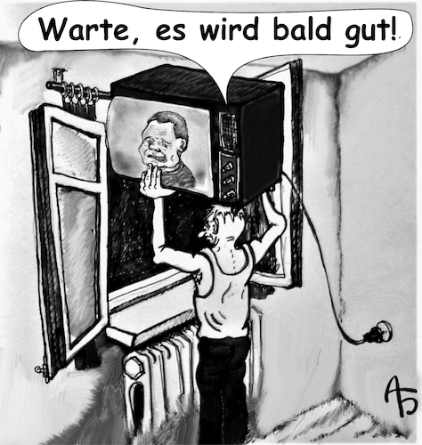 Cartoon: Letzte Nachrichten (medium) by Back tagged cartoon,tv,nachrichten,media,probleme,krise,crisis,news,broadcasting