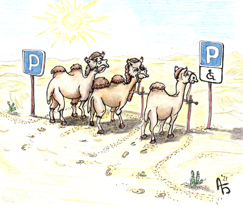 Cartoon: Parking (medium) by Back tagged parking,camel,desert